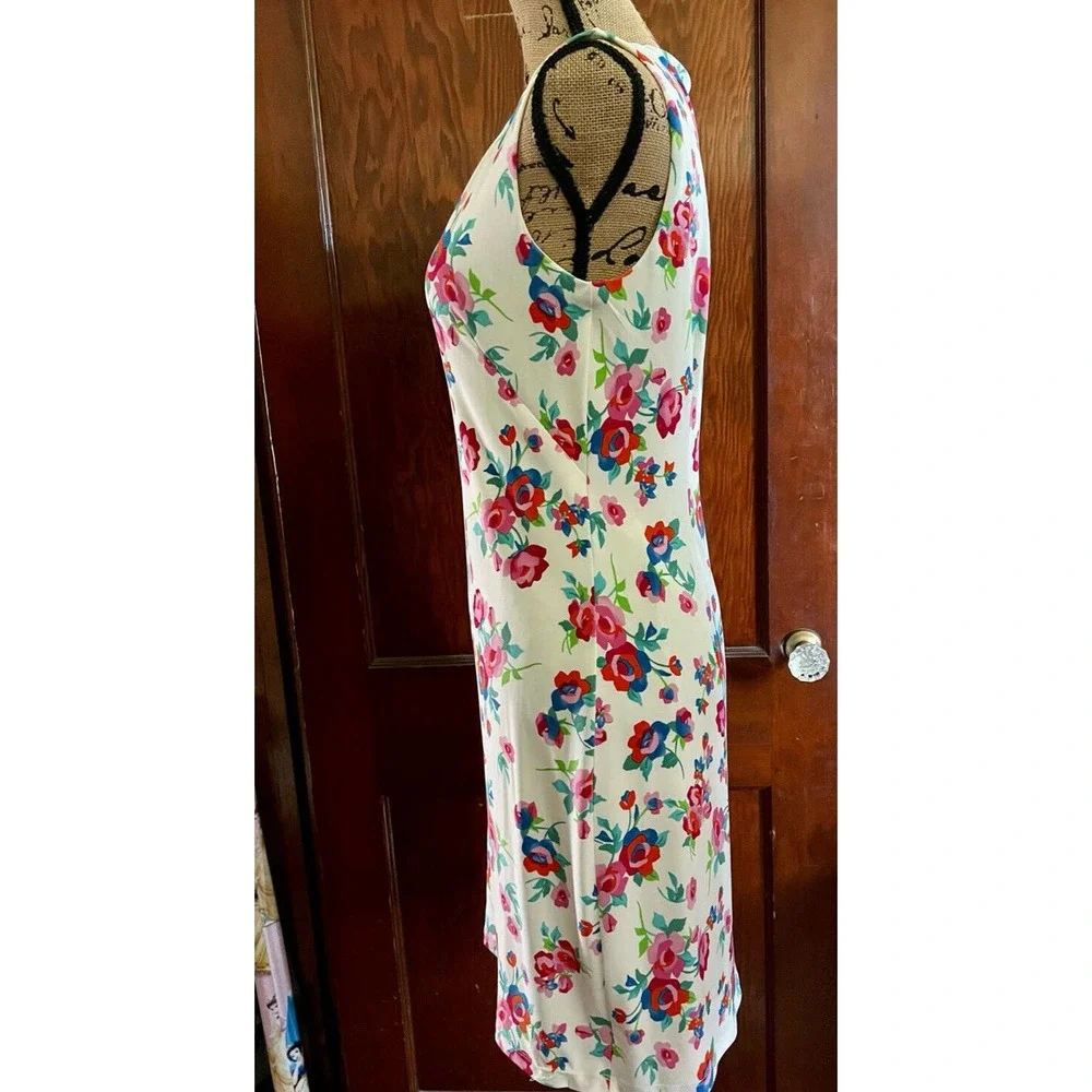 KARL LAGERFELD DRESS FLORAL STRETCH WHITE PINK GREEN 6 - Picture 4 of 6